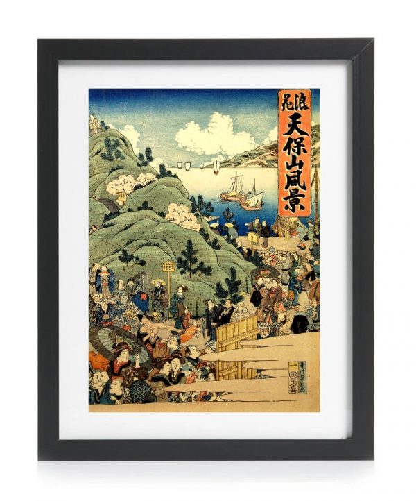 Japanese Art Print View of Mount Tempo in Osaka Naniwa Tempozan fukei 1 by Hasegawa Sadamasu