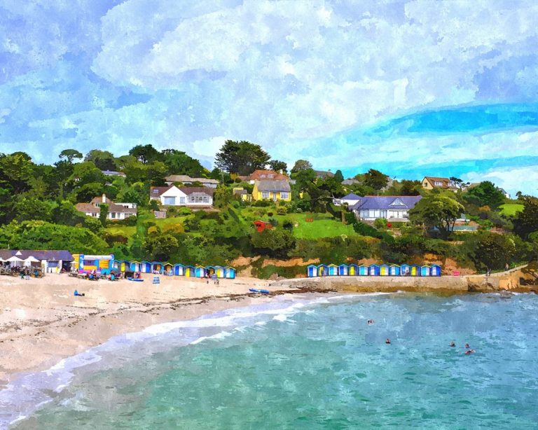 Cornwall Art Falmouth Art Painting Swansea Beach 10×8 Print Limited