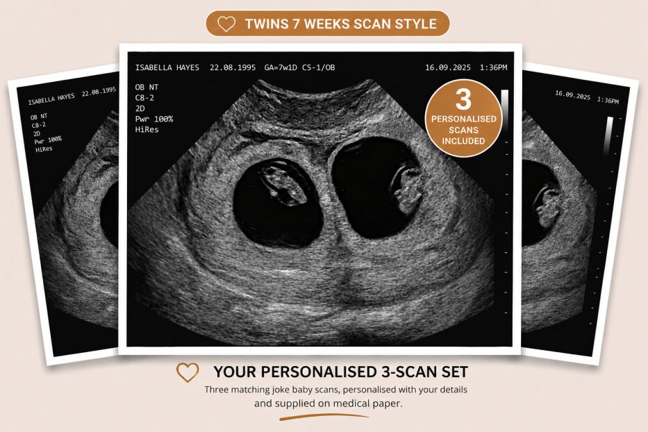 Twins 7 Weeks joke baby scan style